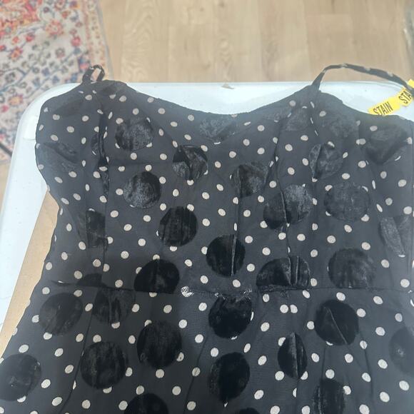 Hutch Black Burnout Velvet Slip Maxi Dress SIZE 0 Polkadot Ruffle Slit Gown $363 - Picture 11 of 12